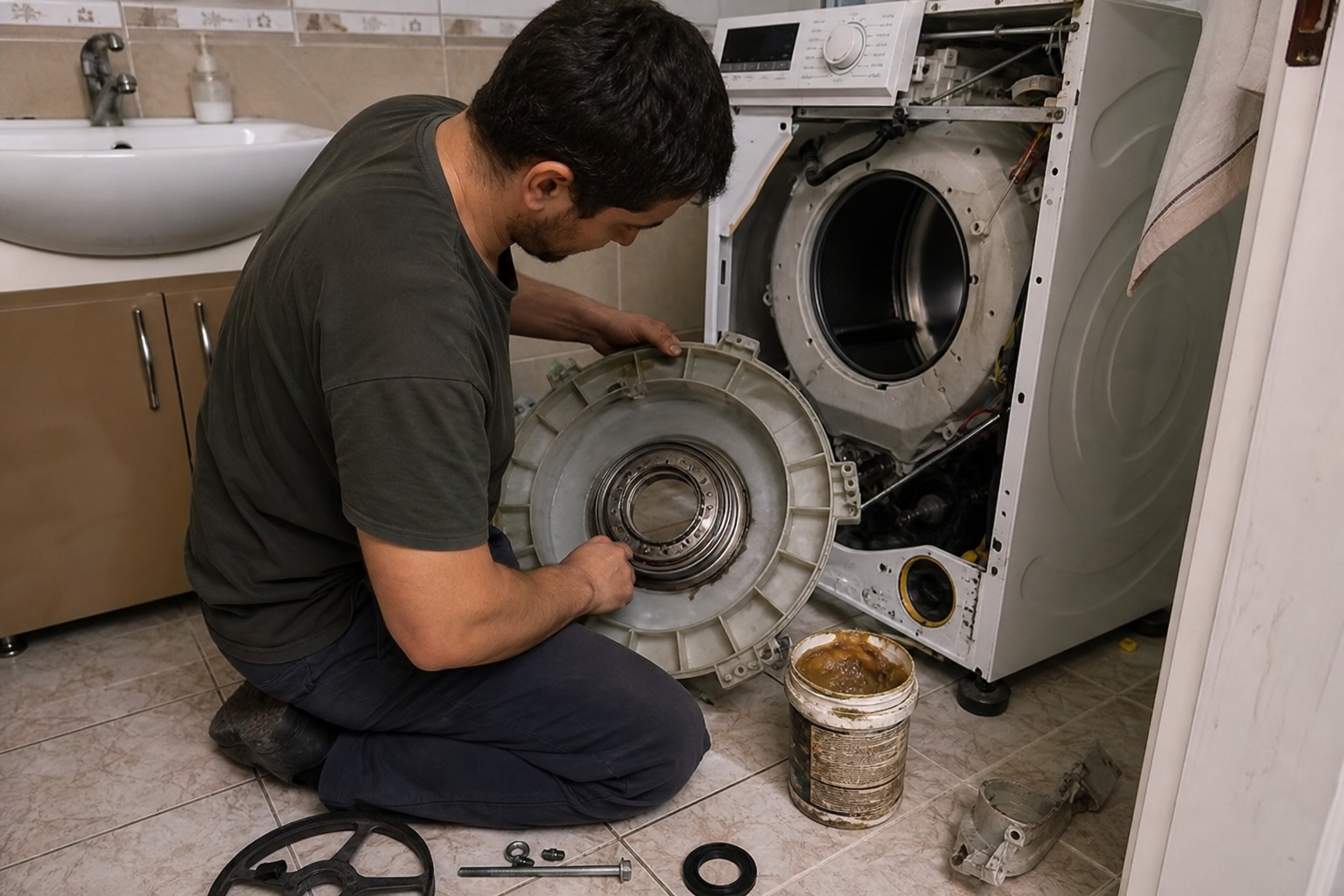 Çamaşır makinesi mekanik ve motor bölümü tamiri