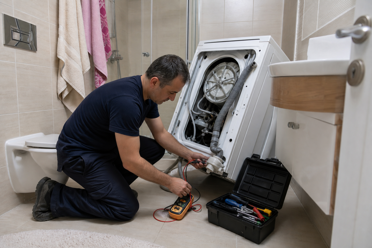 Çamaşır makinesi yerinde panel söküm ve onarım